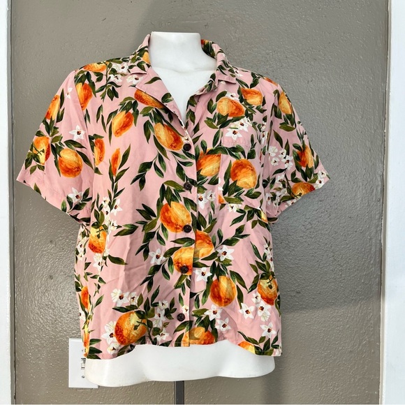 Marine Layer Peach Print Button Down Shirt Women’s M Pink Orange Floral - Picture 10 of 10